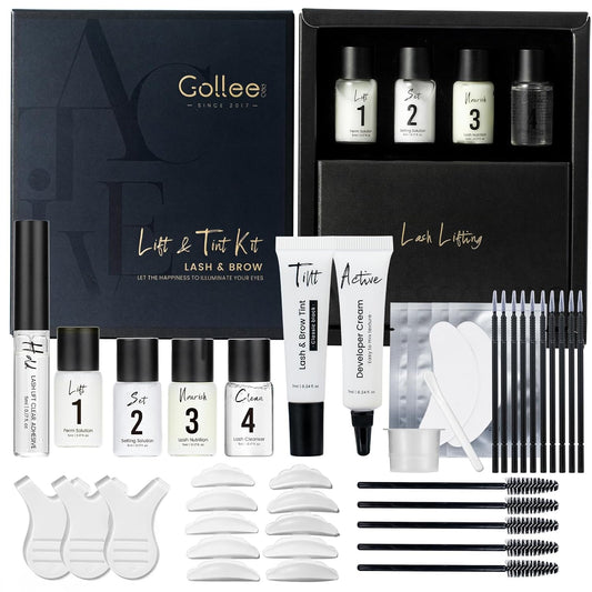 GOLLEE Lash Lift and Black Color Kit Brow Lamination Kit Black Eyelash & Eyebrow Set Eyelash Perm Kit With Detail Instruction and Complete Tools Easy For Beginner Achieve Salon-Quality at Home-Velvo Beauty