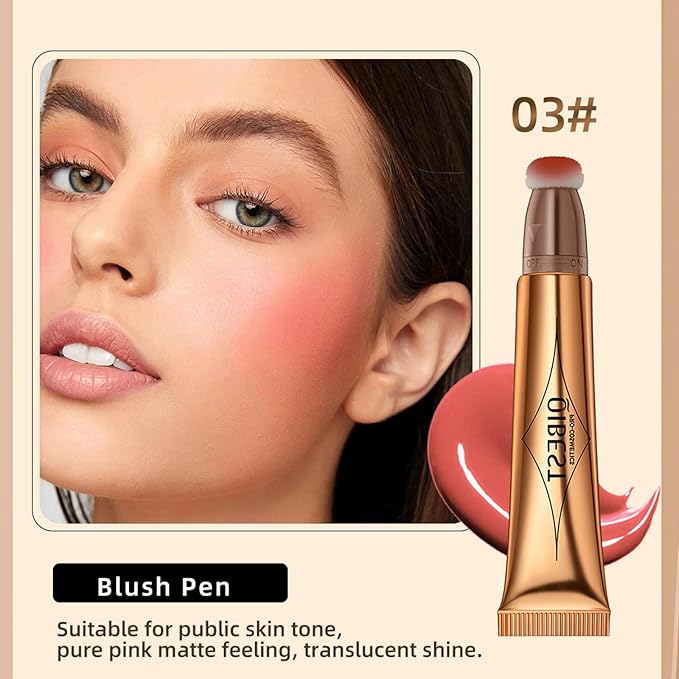 Blush Beauty Wand, Liquid Face Blush with Cushion Applicator, Silky Smooth Cream Blush Stick Natural Matte Finish, Lightweight Blendable Blush Stick Makeup for Cheek Lip eye, Cruelty-free(Cherry Red)-Velvo Beauty