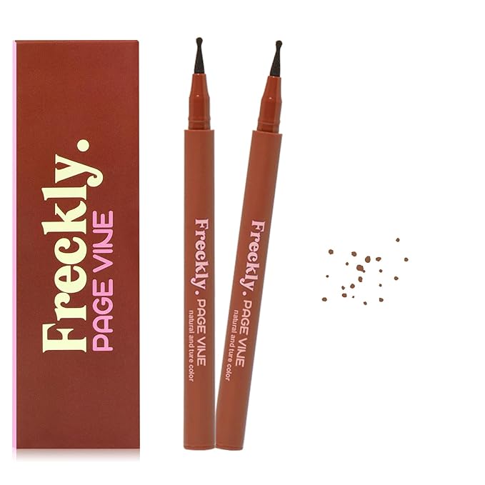 Freckle Pen,2 PCS Faux Freckle Stamp Waterproof,Fake Face Freckles Stain Makeup Long Lasting Quick Dry,Natural Lifelike Soft Dot Freck Pen 2PCS-01 Light-Velvo Beauty