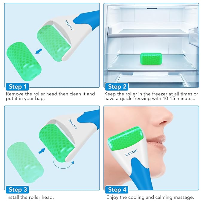 Ice Roller for Face Eyes,Womens Gifts,Face Massager Roller Puffiness Migraine Pain Relief and Minor Injury (Green)-Velvo Beauty