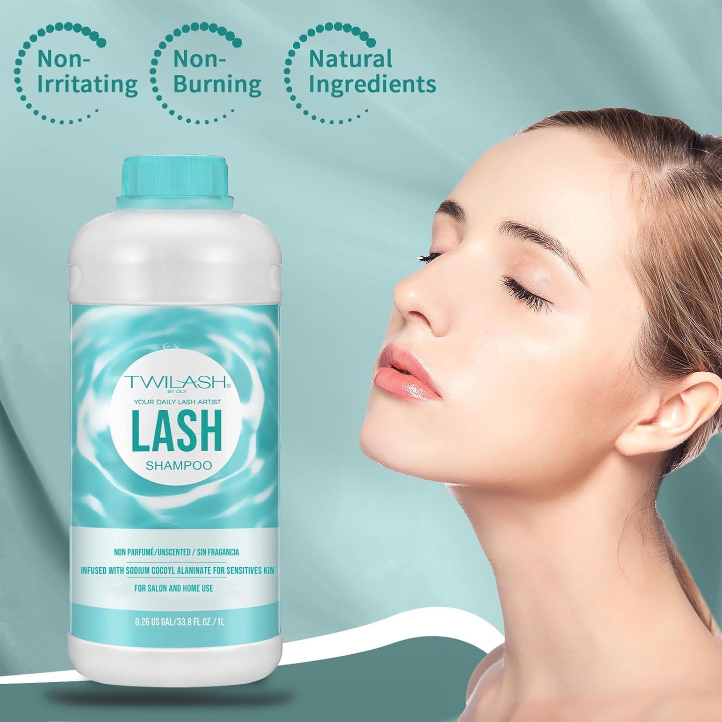 Lash Shampoo Bulk Upgraded Formula, Eyelash Cleanser for Extensions 1 Liter, Safe Makeup Remover, Non-irritating or Burning Formula Eyelid Foaming Cleanser for Professional Salon and Home Use-Velvo Beauty