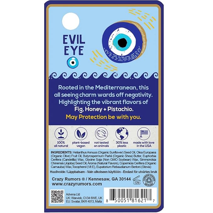 Crazy Rumors Happy Juju All Natural, Plant-Based Lip Balm with Organic Shea & Jojoba 1 Pack (Evil Eye)-Velvo Beauty