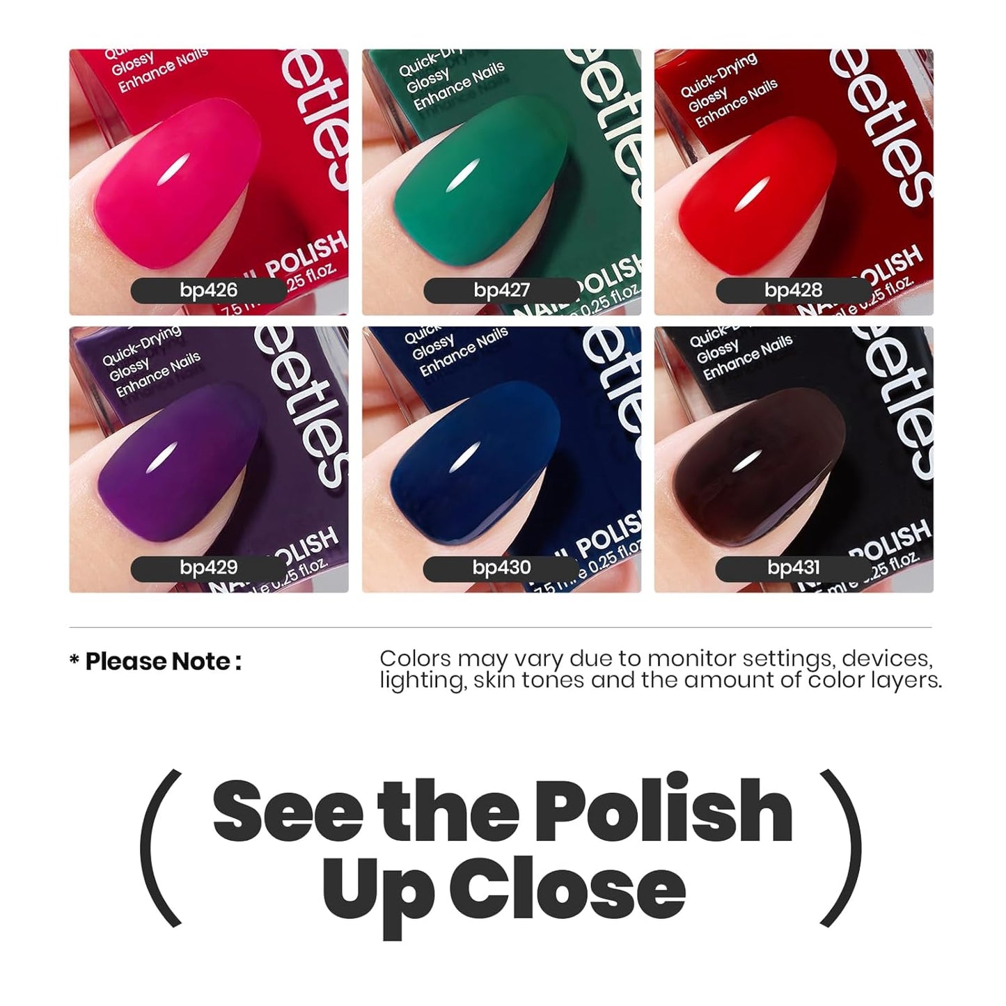 Beetles Christmas Nail Polish Set, 6 Colors Quick Dry Jelly Nail Polish Kit, Winter & Fall Sheer Jelly Syrup Nails Enchanted Night Gifts for Women Salon DIY Manicure Kit-Velvo Beauty