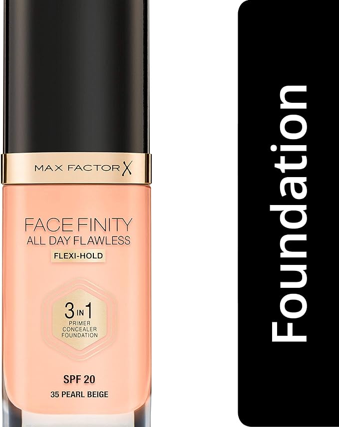 Max Factor Facefinity All Day Flawless 3 In 1 Foundation SPF 20, 30 Ml, 35 Pearl Beige-Velvo Beauty