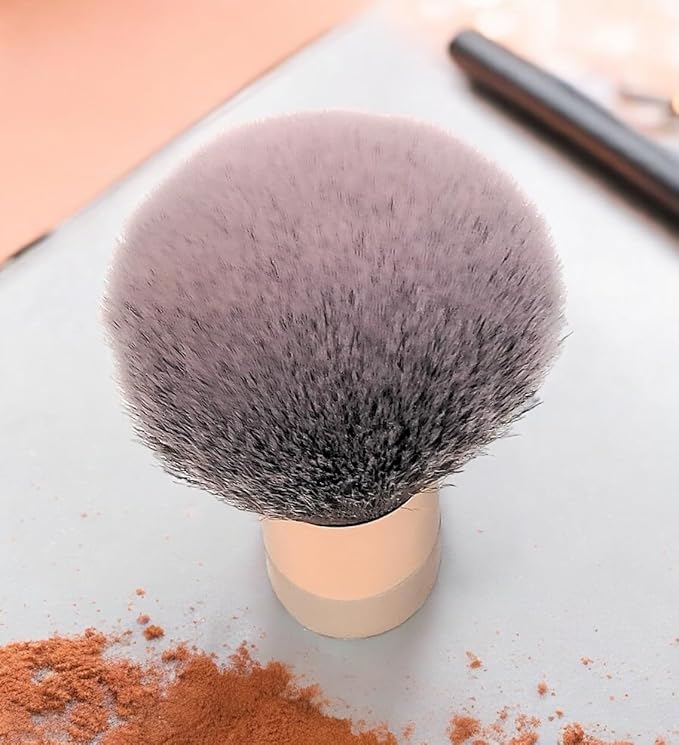 Luxurious and Large Soft Fluffy Powder Brush, Use as a Spray Tan Finishing Tool, Multipurpose Face and Body Barber and Beauty Tool, Large Kabuki Brush by BevyGold (Rosegold)-Velvo Beauty
