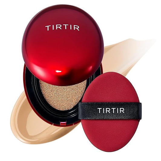 TIRTIR Mask Fit Red Cushion Foundation | Full coverage, Weightless, Skin fit, Satin Glow Finish, Korean Makeup BB Foundation, beauty, Tattoo cover up, Buildable (#27N Camel, 0.63 Fl Oz)-Velvo Beauty