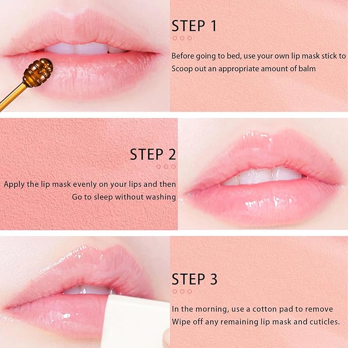 3 PCS Lip Balm Honey Pot, Honey Apple Strawberry Lip Masks Overnight, Propolis Moisturizing Lip Sleeping Mask, Prevention Dry Crack Lip Repair Nourishes the Lip Skin and Lip Wrinkle Care.-Velvo Beauty