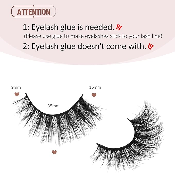 Onlyall Lashes Mink False Eyelashes Natural Wispy Lashes Soft Faux Mink Lashes Fluffy False Lashes 16MM A04-Velvo Beauty