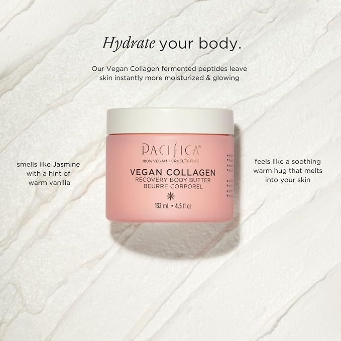 Pacifica Beauty | Vegan Collagen Body Butter | Hydrating, Nourishing, Moisturizer | Long-Lasting Hydration | Cream Lotion for Dry Skin | Light Floral Scent | Paraben Free | Vegan + Cruelty Free-Velvo Beauty