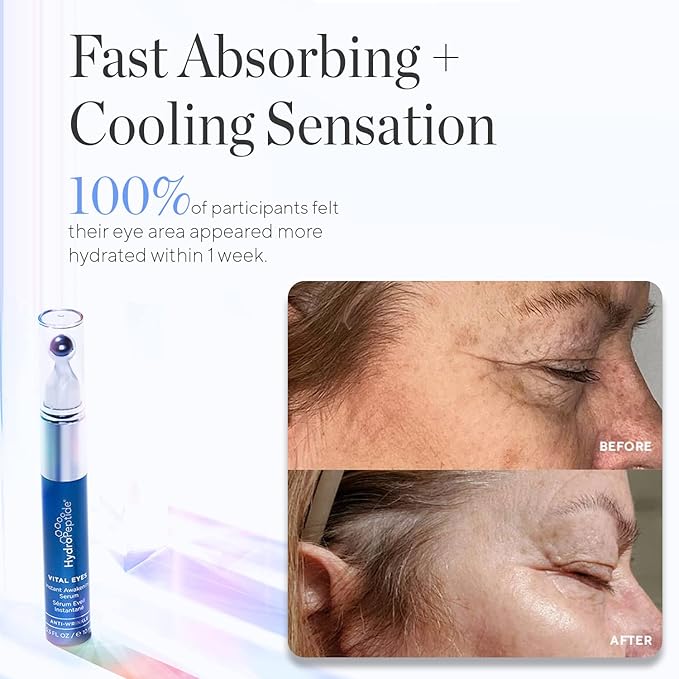 HydroPeptide Vital Eyes, Instant Awakening Serum, Cooling Rollerball, Hydrate and Brighten, 0.3 Ounce-Velvo Beauty