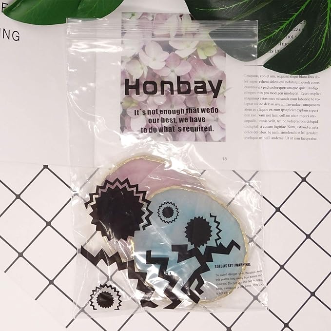 Honbay 2PCS Golden Edge Resin Nail Art Palettes Drawing Plates Manicure Display Tools for Women-Velvo Beauty