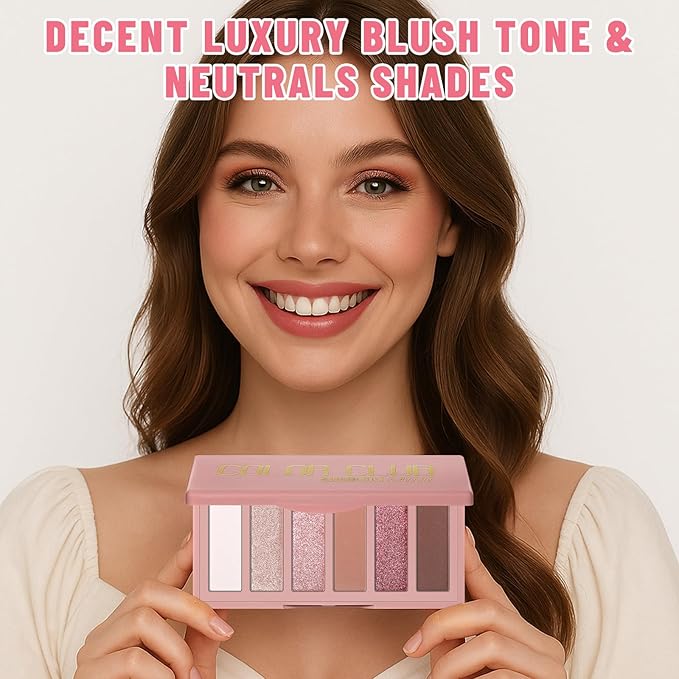 6 Colors Mini Naked Eyeshadow Makeup Palette Blush-colored Neutral Tone Eye Shadow Matte & Shimmer Nude Make Up Pallet with Mirror Blendable Highly Pigmented Travel Size Gift Kit 03-Velvo Beauty