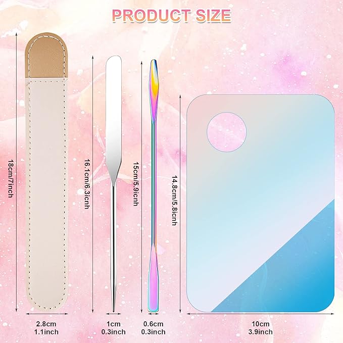 Makeup Spatula Korean Set, Senbos Professional Acrylic Makeup Palette with 2 Pcs Spatula Tool, Tray Apply for Foundation Eye Shadow Lipsticks Nail Art Pigment Blending Set with Leather Covers-Velvo Beauty