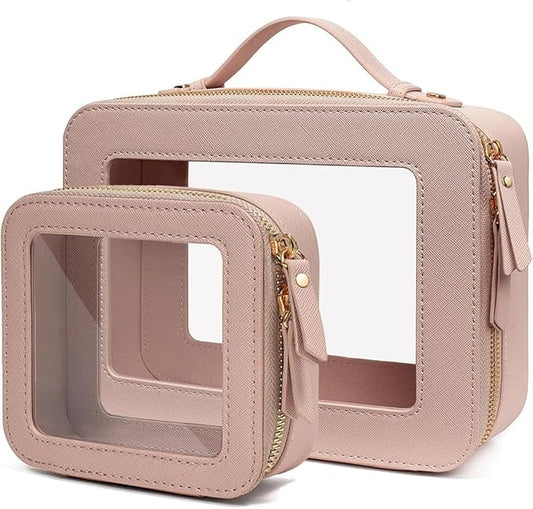Clear Makeup Bag Small, TSA Approved Portable Toiletry Bag with Zipper Cosmetic Travel Bag Makeup Organizer Case Mini Makeup Pouch for Purse Car Organizer Bag for Women Men-Velvo Beauty