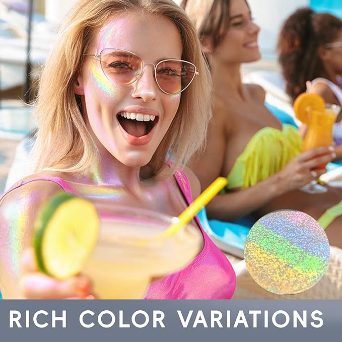 Chameleon Face Highlighter Palette, Glitter Metallic Rainbow Eyeshadow Holographic Sparkling Long Lasting Color Shifting Inner Corner Eye Brightener Illuminator Shimmer Highlighter Makeup-Velvo Beauty