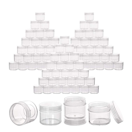 100 Count Clear Plastic Sample Containers 20g Empty Jars Cosmetic Containers with Lids Leak Proof Lip Balm Containers-Velvo Beauty