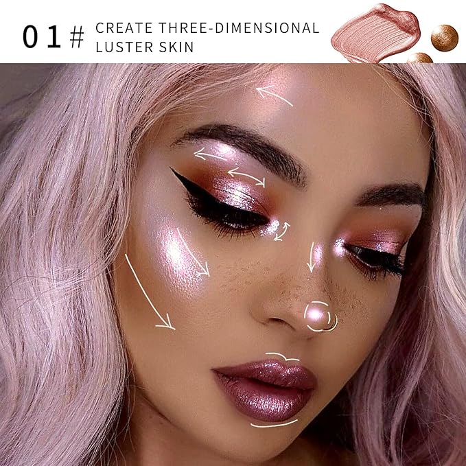 AKARY Liquid Highlighter Makeup for Face Body, Contour Foundation Illuminator Boom Stick, Highlighting Shade Longwear Shimmer Glow Makeup, Valentine's Day gift (01 Pearlescent White + Warm Brown)-Velvo Beauty
