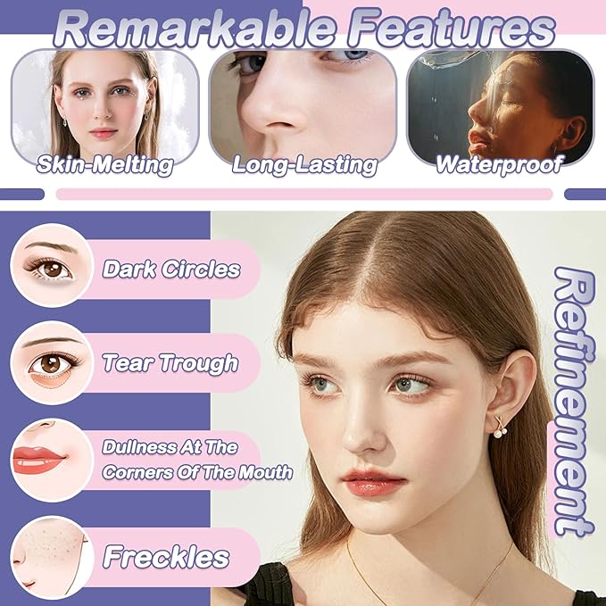 2PCS Tri Color Corrector Face Concealer Palette Set with Brush,Moisturizing Long Lasting Waterproof Color Correcting Concealer Full Coverage Cream Contour Foundation Makeup Palette Kit-Velvo Beauty