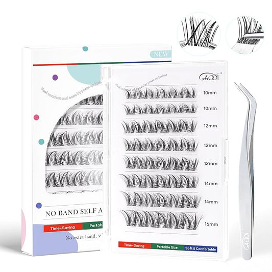 GAQQI Self Adhesive Eyelashes Clusters, No Glue Lash Clusters 10-16mm Wispy & Wet Cluster Lashes, No Band Press On Lashes, More Comfortable & Stronger Hold (Rabbit)-Velvo Beauty