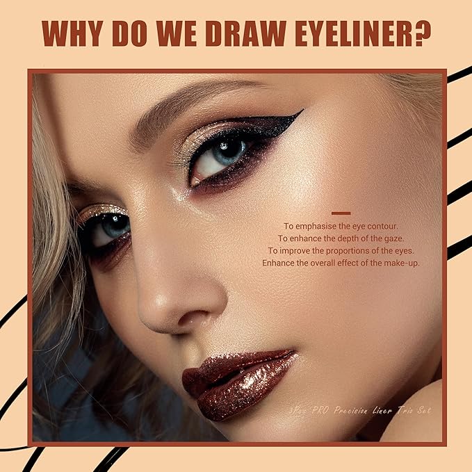 Jessup Eyeliner Brush Set, 3pcs Pro Precision Eyeliner Brushes Fine Point Angled Thin Gel Liquid Flat Winged Eye Liner Brush, Black T346-Velvo Beauty
