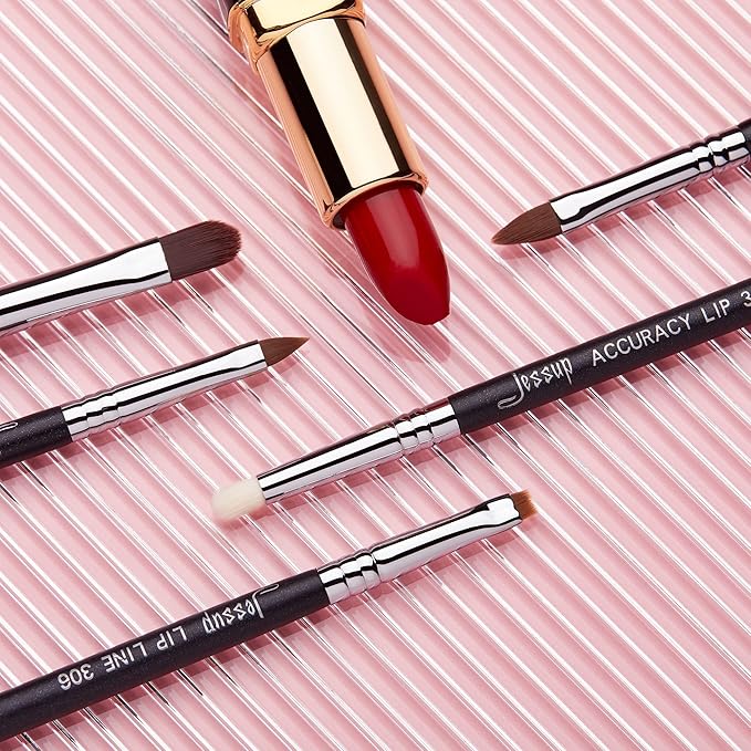 Jessup Lip Brush Set, Professional Lip Makeup Brushes for Lipstick Streak-Free Contour Define and Accentuate, Premium Synthetic Hair, 5pcs T325-Velvo Beauty