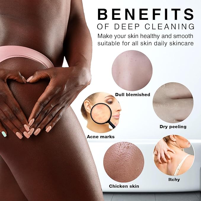 UJFQBH 4 Pieces African exfoliating net African Net Long Net Bath Sponge Exfoliating Shower Body Scrubber Back Scrubber Skin Smoother,Great for Daily Use (Purple, Blue, Green, White)-Velvo Beauty