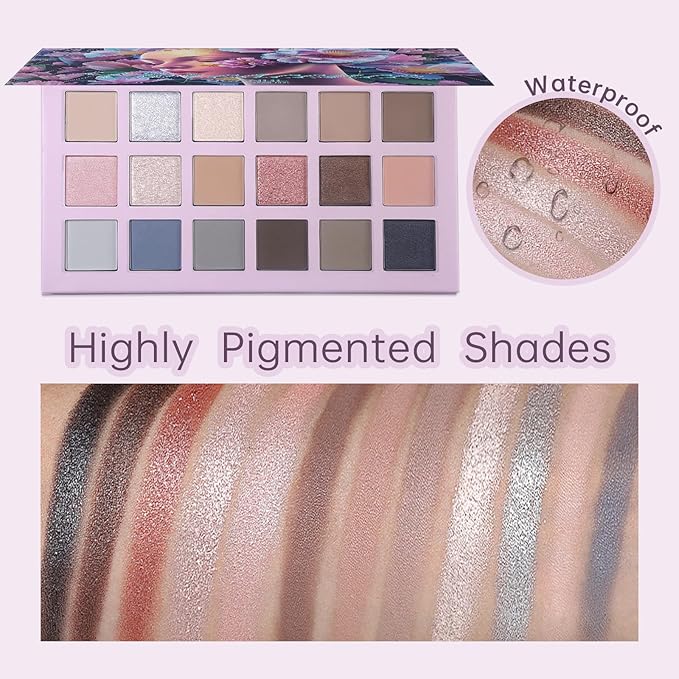 2Pcs Florescence + Aromas Eyeshadow Palette Makeup Set, Matte Shimmer Glitter Pressed Pearl All Highly Pigmented Blending Powder, Natural Velvet Texture Eye Shadow Kit-Velvo Beauty