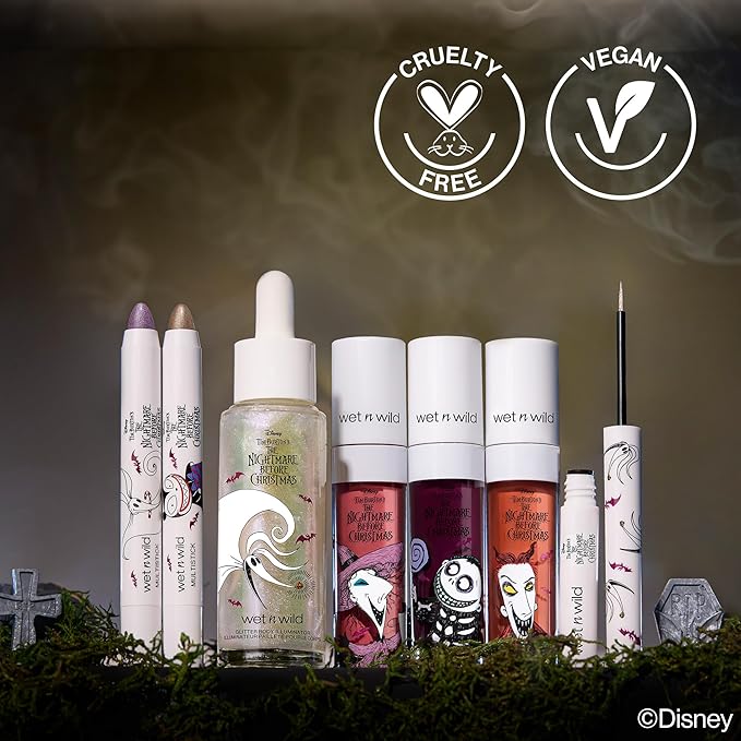 wet n wild Disney Nightmare Before Christmas Limited Edition PR Box - Coffin-Shaped Collector's Set with Eye, Face & Body Makeup, Color-Changing Lip Oils, Tubing Mascara & More - Cruelty-Free-Velvo Beauty