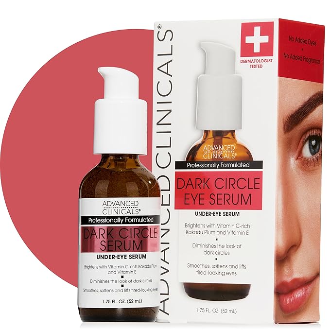 Advanced Clinicals Dark Circle Caffeine Under Eye Serum For Face With Hyaluronic Acid Moisturizer + Peptides | Brightening Vitamin C Serum Helps Improve Look Of Puffy Eye & Fine Lines, 1.75 Fl Oz-Velvo Beauty
