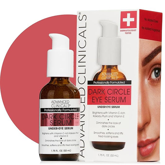 Advanced Clinicals Dark Circle Caffeine Under Eye Serum For Face With Hyaluronic Acid Moisturizer + Peptides | Brightening Vitamin C Serum Helps Improve Look Of Puffy Eye & Fine Lines, 1.75 Fl Oz-Velvo Beauty