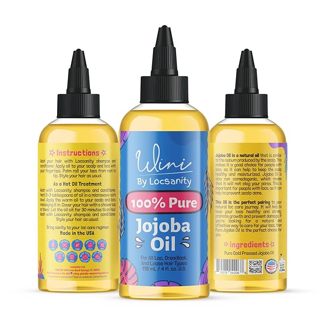 Locsanity Wini 100% Pure Oil 4 Pack, Jojoba, Argan, Coconut, Black Castor, 4 Fl Oz Each-Velvo Beauty