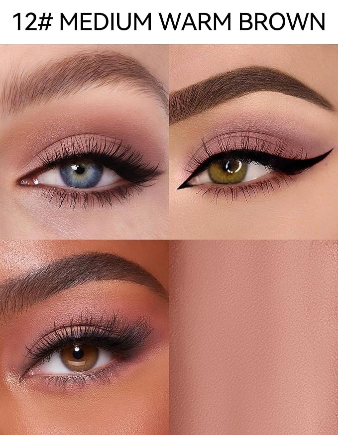 Erinde Waterproof Cream Eyeshadow Stick, Matte Nude Eye Shadow Sticks, Longwear Blendable High Pigmented, Neutral Eye Shadow Sticks Matte for Older Eyes, Smokey Eyeshadow Pencil Crayon, 12 Warm Brown-Velvo Beauty