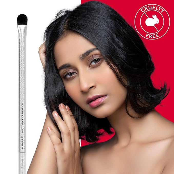 Mirabella Wet & Dry Eyeshadow Brush, Premium Professional Makeup Brush Collection, Cruelty-Free Synthetic Bristle Brush, Hand-Sculpted Brushed Aluminum Handle, Luxury Blending Brush for Makeup-Velvo Beauty