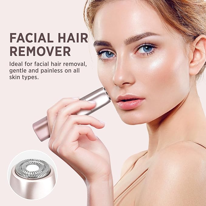 Facial - Nose Hair Remover Women: 2 in 1 Painless Electric Face Shaver and Nose Trimmer - Rechargeable Hair Removal Tool for Face Nose Ear Peach Fuzz Lips Chin-Velvo Beauty
