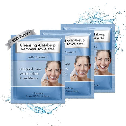 Diamond Wipes Makeup Remover Wipes, Alcohol Free Facial Cleansing Wipes with Vitamin E, Case of 250 Face Wipes-Velvo Beauty