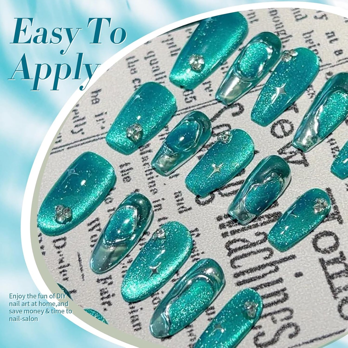 BORN PRETTY Cat Magnetic Eye Gel Nail Polish, Blue Melbourne Glitter Cat Magnetic Gel Nail Polish, Holographic Magnetic Nail Polish for Nail Art Manicure Salon DIY at Home 15ML-Velvo Beauty