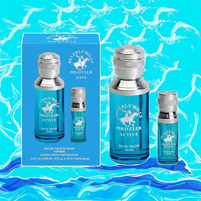 Beverly Hills Polo Club Cologne for Men Bonus Pack Designer Eau De Toilettes 3.4oz + 0.5oz 2 count (Active)-Velvo Beauty