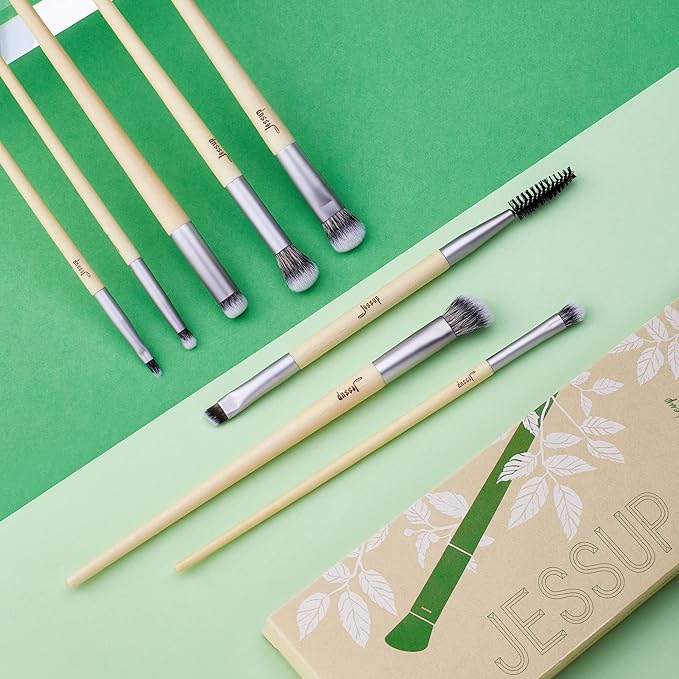 Jessup Eyeshadow Brush Set 8pcs Eye Makeup Brushes Premium Cruelty-Free Eyeshadow Blending Concealer Eyebrow Eyeliner Spoolie Brush Kit T328-Velvo Beauty