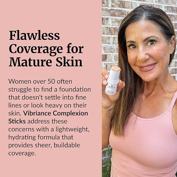 Vibriance Complexion Sticks - Foundation for Mature Skin - Sheer, Buildable Coverage Face Makeup Foundation for Older Women - 3-in-1 Base, Contour, Concealer - Beige-Velvo Beauty