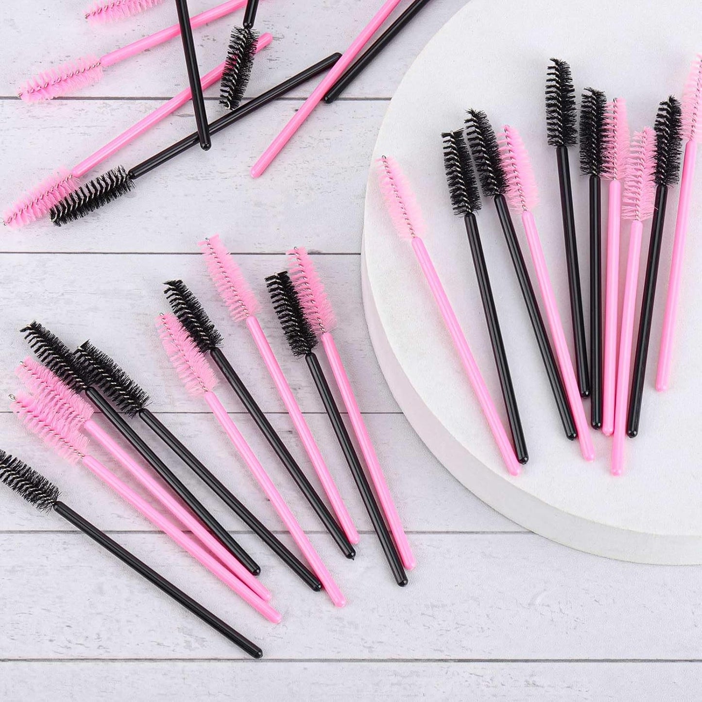 1000 Disposable Mascara Wands Eyelash Brushes Spoolies for Eyebrow Eye Lash Extension Black and Pink-Velvo Beauty