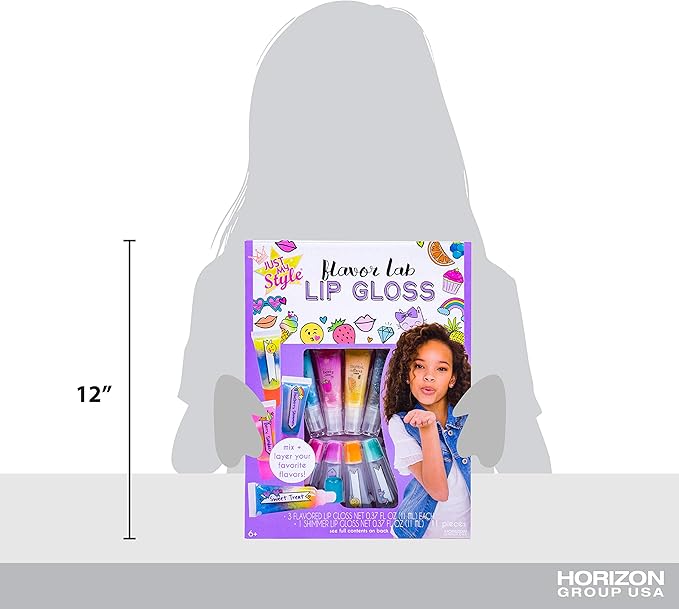 Just My Style Flavor Lab Lip Gloss by Horizon Group USA, DIY 4 Custom Lip Glosses By Mixing Colorful Flavors & Lip Shimmer. Flavors, Shimmer, Lip Gloss Tubes Mixing Stick & Instructions Included-Velvo Beauty