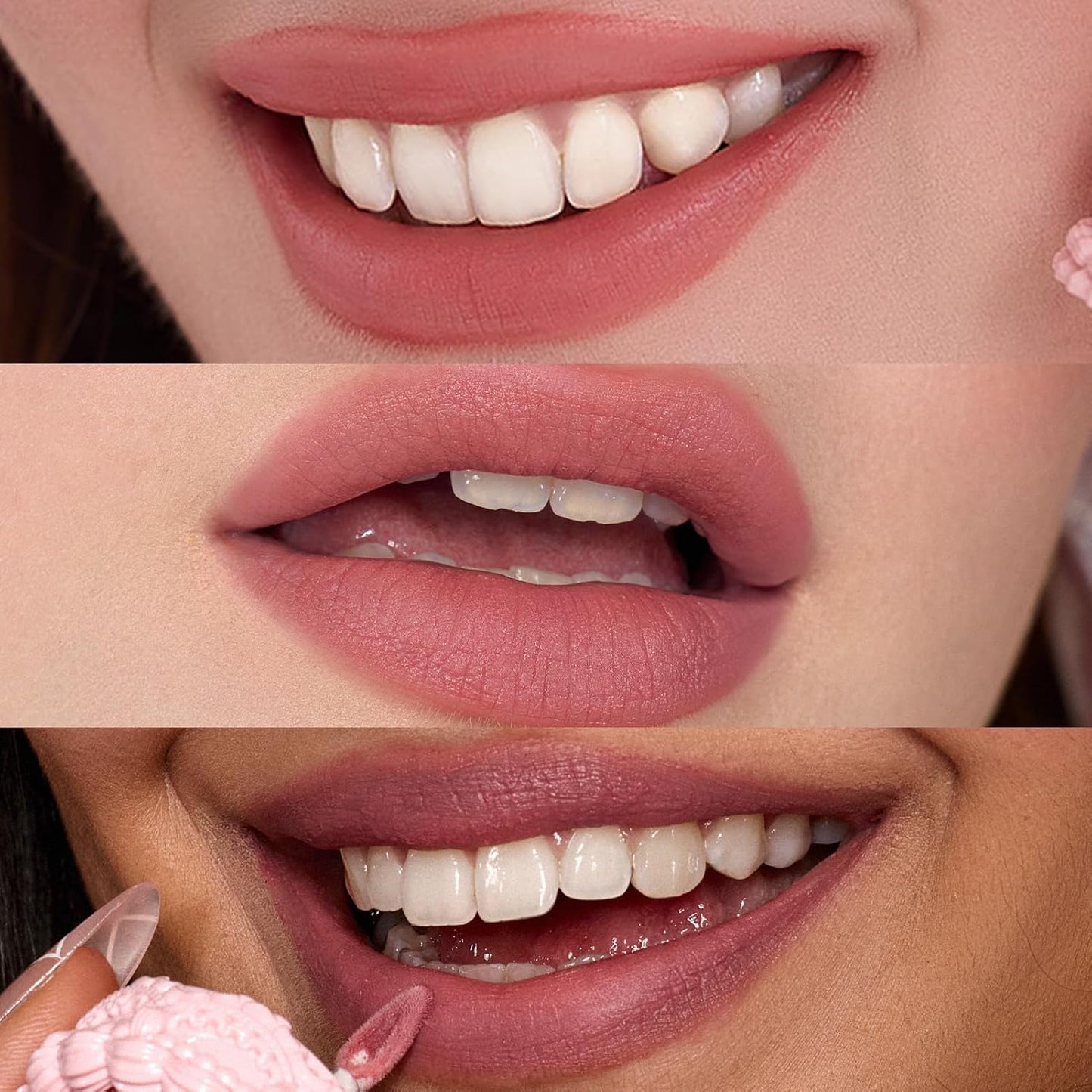 Flower Knows Enchanted Lip Kit,Strawberry Cupid Cake Lip Cream V03+V04 Set with Lip Brush & Leather Bag,4-Piece Makeup Gift Set-Velvo Beauty