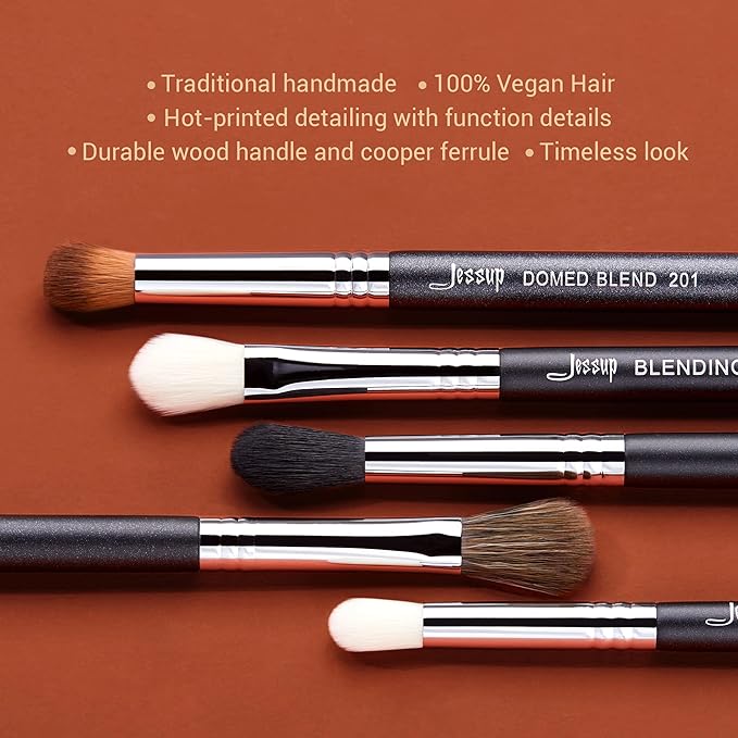 Jessup Eye Makeup Brushes Set Professonal 28pcs Premium Synthetic Eyeshadow Brush Eyeliner Brush Eyebrow Brush Blending Brush for Makeup Black T341-Velvo Beauty