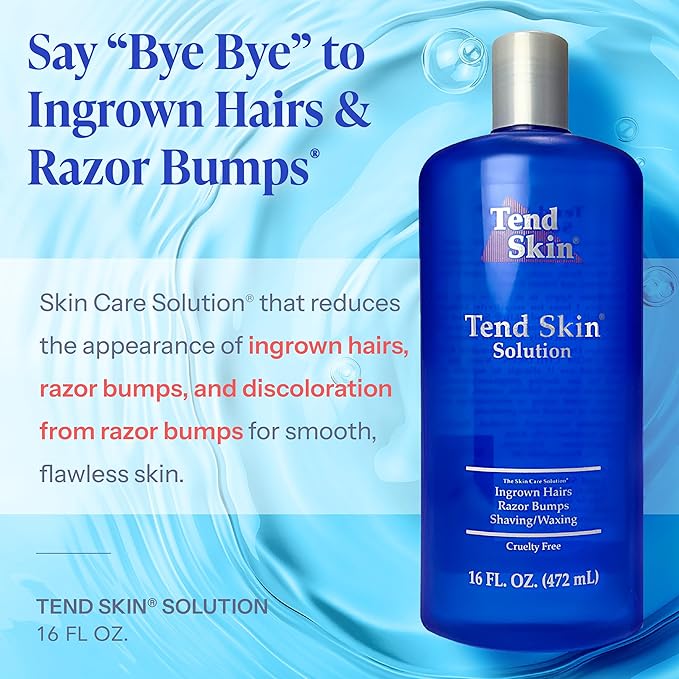 Tend Skin Razor Bump, Ingrown Hair Solution for Unsightly Razor Bumps, Ingrown Hair and Razor Burns, Post Shaving and Waxing Toner for Men and Women, Made in USA, 16 Oz-Velvo Beauty