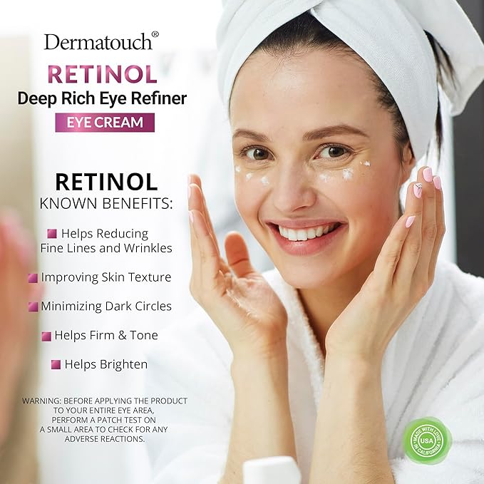 DERMATOUCH Retinol Eye Cream, 1.75 oz - Hyaluronic Acid, Peptides & Vitamins - Made in America-Velvo Beauty