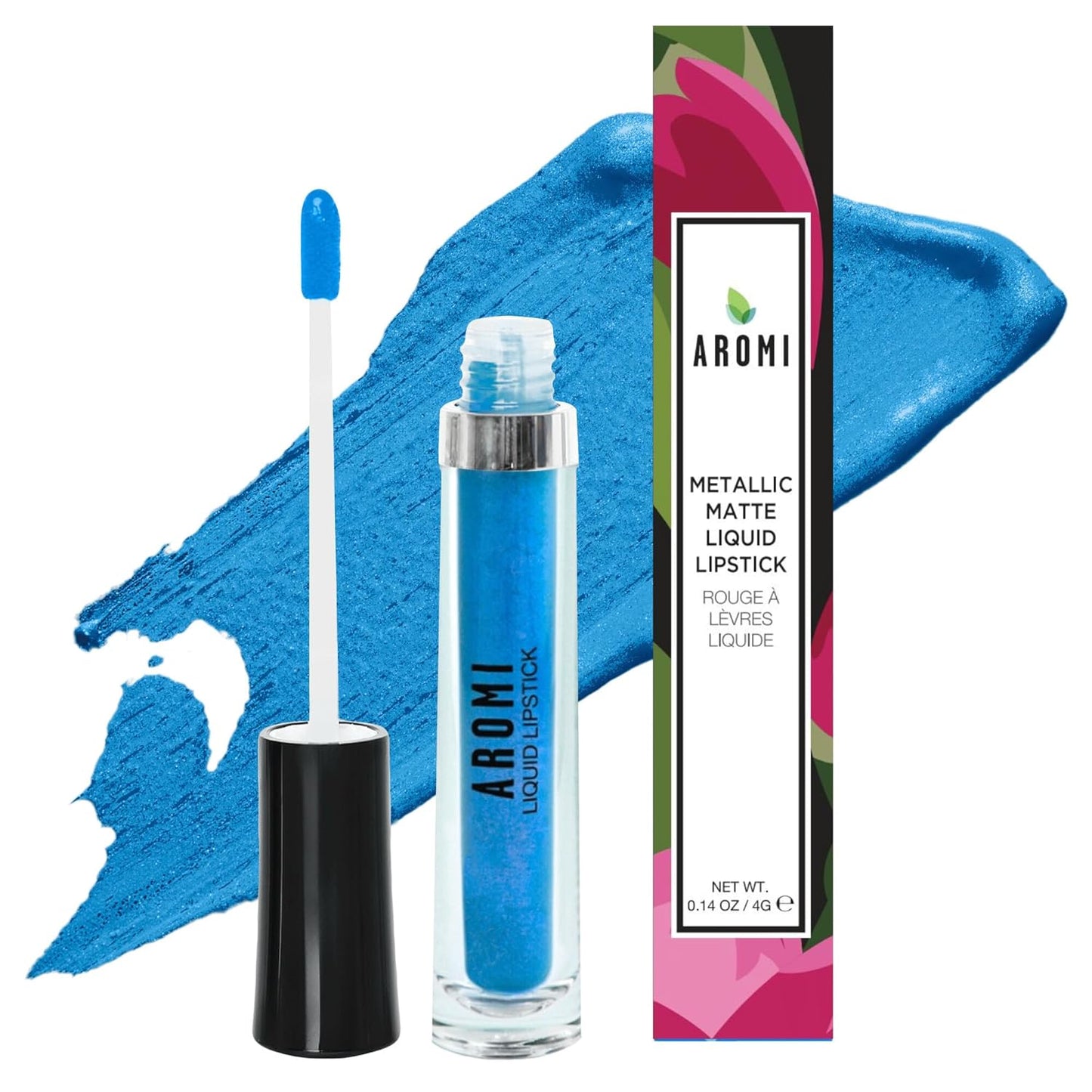 Aromi Bright Blue Metallic Liquid Lipstick | Sparkly Sky Lip Color with Shimmery Finish, Vegan Makeup, Cruelty-free, Long-lasting (Snow Queen)-Velvo Beauty