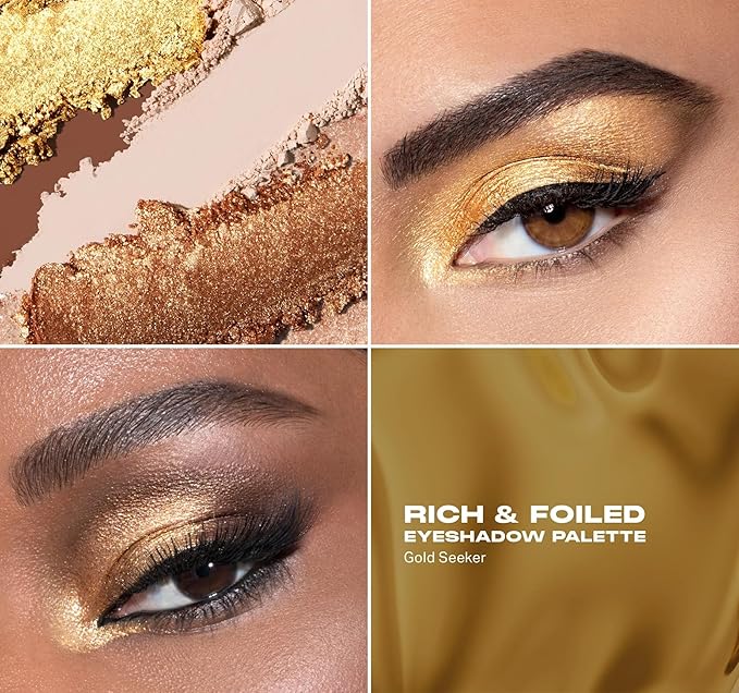 Morphe Rich & Foiled Artistry Palette - Foil-Effect Eyeshadow Palette with Matte, Shimmer & Foil Finishes - Brown & Gold Eyeshadow with Luminous Payoff - Gold Seeker (0.35 oz)-Velvo Beauty