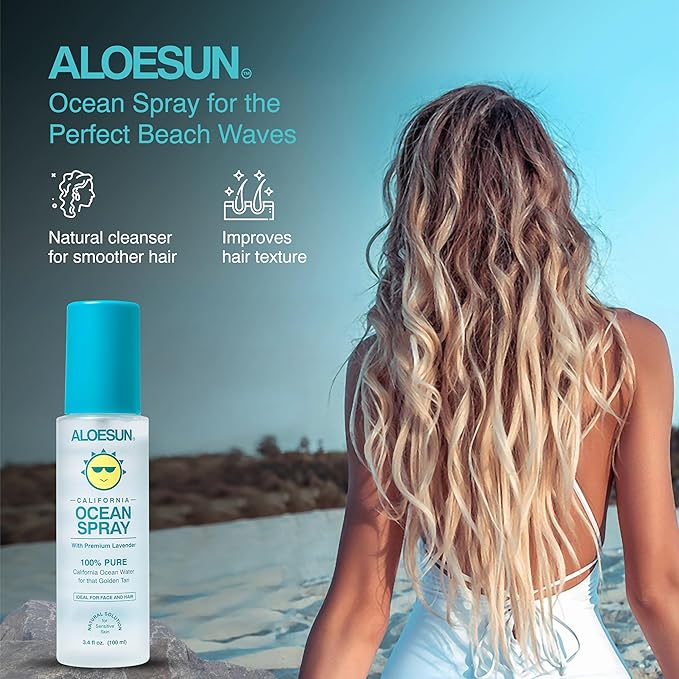 Ocean Spray | Pure California Sea Salt Water Face Mist Infused with Organic Lavender Essential Oil for Tanning | Hair & Scalp Exfoliating Solution | Facial Moisturizer | Travel Size 3.4 Fl Oz-Velvo Beauty