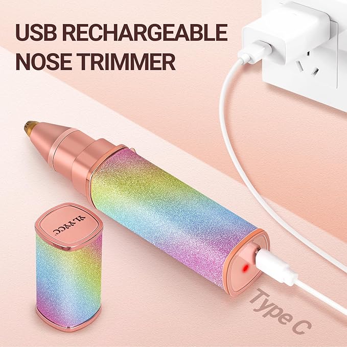 Facial Hair Removal for Women, Electric 2 in 1 Face Shaver and Eyebrow Trimmer, Rechargeable Nose Hair Trimmer for Women, Face Razor with Built-in LED Light-Velvo Beauty