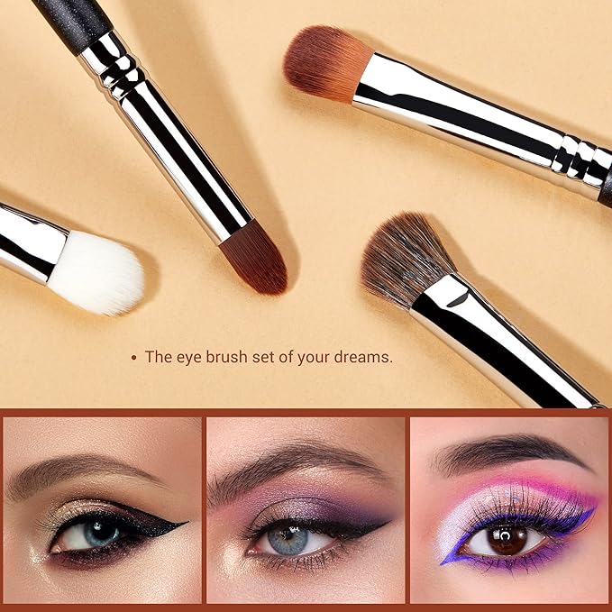 Jessup Eyeshadow Brush Set 12pcs Eye Makeup Brushes Set Professional Premium Sythetic Eye Shadow Blending Smoky Shader Concealer Brush Black T339-Velvo Beauty